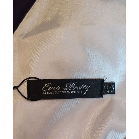 Women's Ever Pretty Dark Purple Lace Formal Long Dress Chiffon Satin Size 14 - Picture 8 of 11